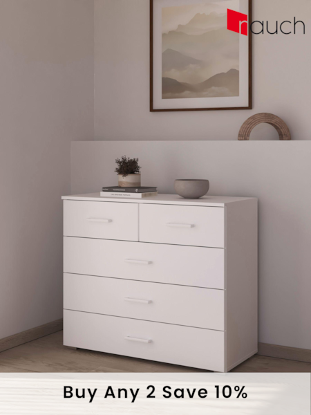 Rauch White Laika Chest of 5 Drawer Drawers (AJ2307) | £333