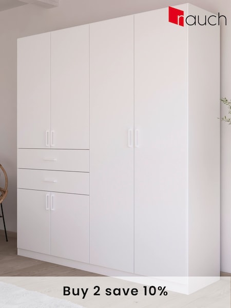 Rauch White Laika Wood Semi Fitted 6 Door, 2 Drawer Wardrobe (AJ2310) | £722