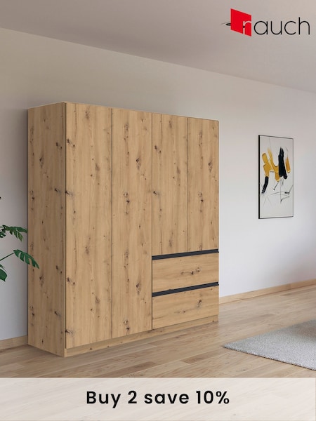 Rauch Natural Fosta Wood Semi Fitted 4 Door Wardrobe (AJ2311) | £715