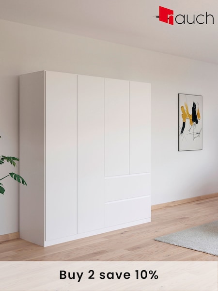 Rauch White Fosta Wood Semi Fitted 4 Door Wardrobe (AJ2313) | £715