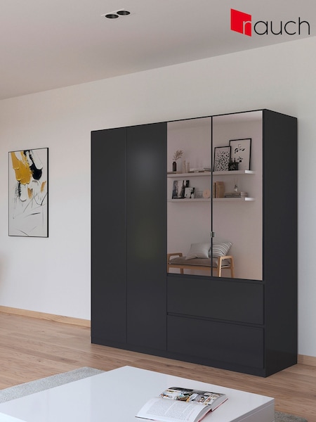 Rauch Grey Fosta Wood and Mirror Semi Fitted 4 Door Wardrobe (AJ2315) | £763