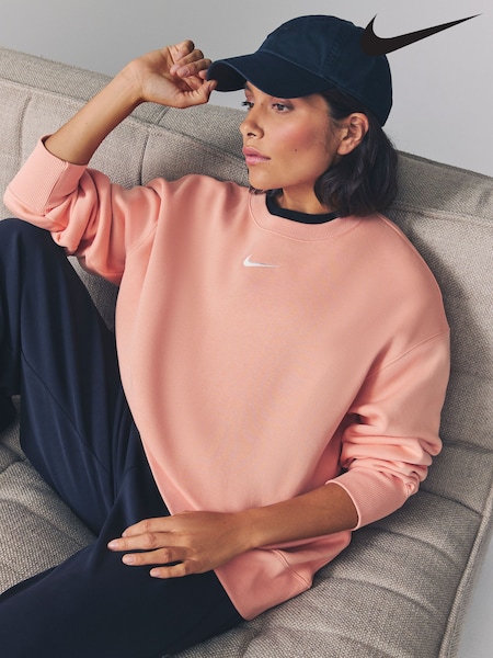Nike Apricot Orange Oversized Phoenix Fleece Crew Neck Sweatshirt (AJ2408) | £55