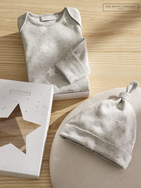 The White Company Grey 100% Cotton Star New Arrival Gift Set (AJ2573) | £25