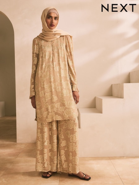 Champagne Gold Co-Ord Wide Leg Trousers (AJ2603) | £54