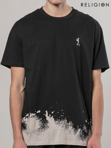 Religion Black Bleach 100% Cotton T-Shirt (AJ2632) | £38