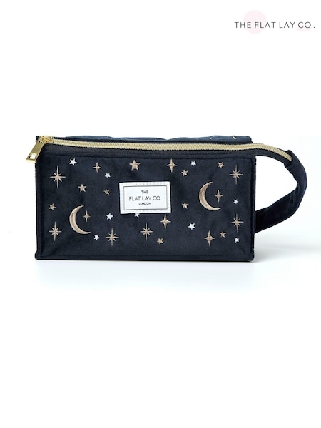 The Flat Lay Co. Velvet Embroidered Open Flat Box Bag (AJ3172) | £30