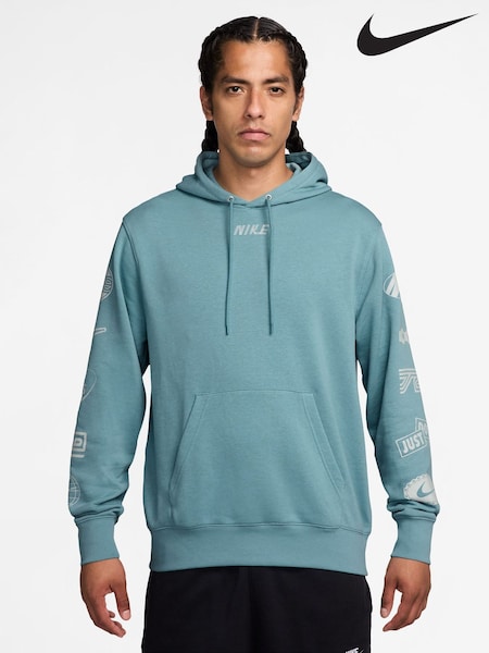 Nike Denim Turquoise Club French Terry Cyle Print Hoodie (AJ3687) | £65