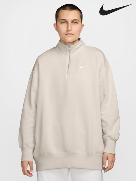 Nike Light Wood Natural Sportswear Phoenix Fleece Over-Oversized Quarter-Zip (AJ3710) | £60