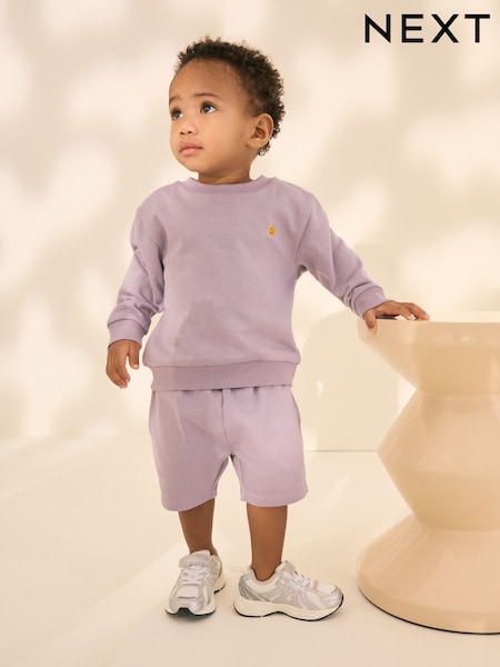 Lilac Purple Jersey Sweatshirt and Shorts Set (3mths-7yrs) (AJ3849) | £9 - £13