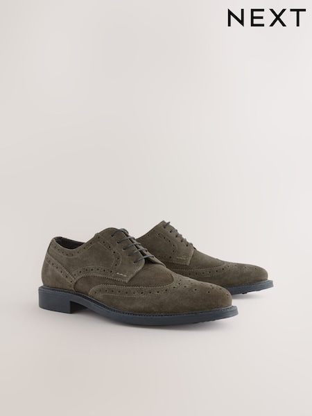 Green Suede Brogue Shoes (AJ4080) | £55