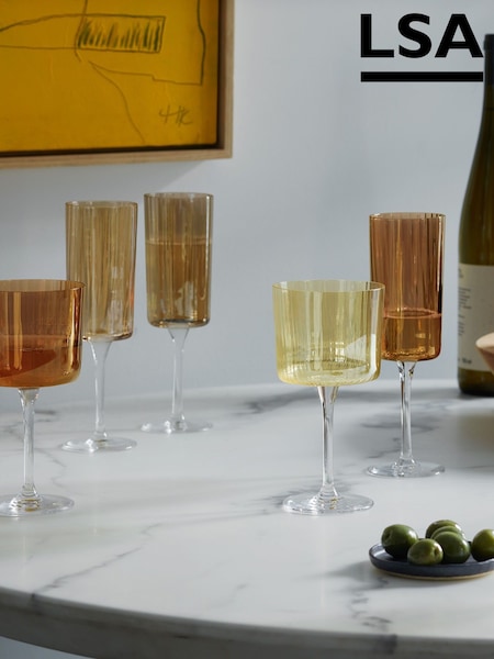 LSA International Amber/Orange Gems Assorted Set of 250ml Wine Glasses (AJ4120) | £50