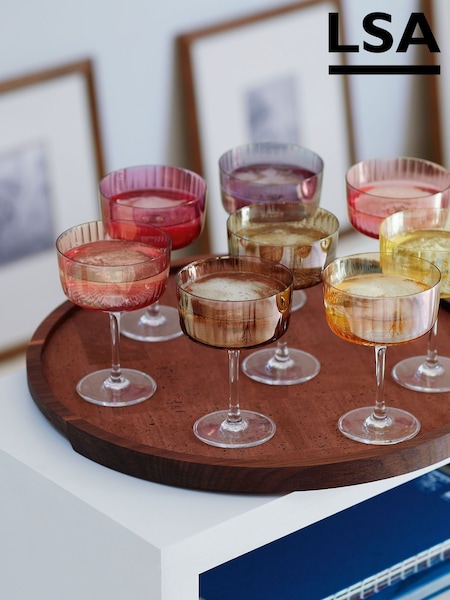 LSA International Amber and Orange Gems Assorted Set of 230ml Champagne Cocktail Glasses (AJ4134) | £50