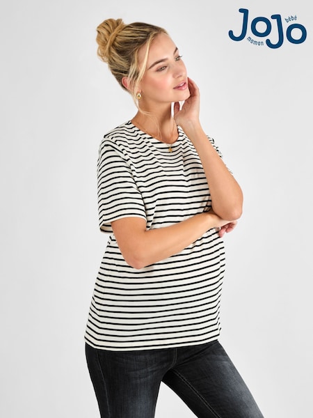 JoJo Maman Bébé Black Oversized Boyfriend Maternity T-Shirt (AJ4458) | £19
