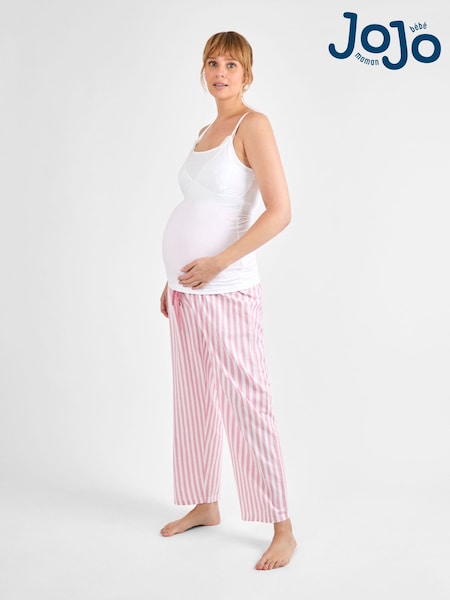 JoJo Maman Bébé Pink Maternity Stripe & Nursing Vest Pyjamas Set (AJ4466) | £39.50