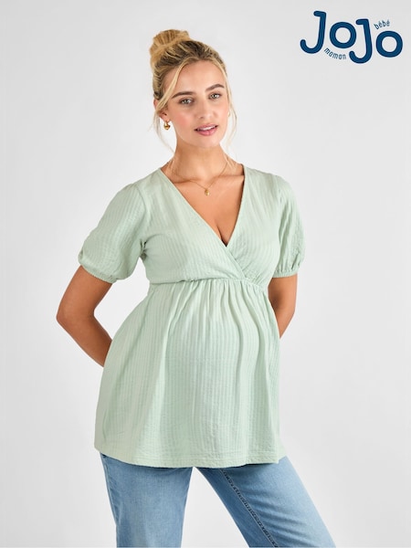 JoJo Maman Bébé Sage Short Sleeve Maternity Jersey Top (AJ4475) | £32