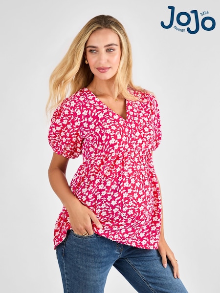 JoJo Maman Bébé Pink Floral Maternity Blouse (AJ4483) | £36