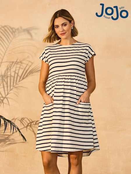 JoJo Maman Bébé Ecru Pocket Maternity T-Shirt Dress (AJ4488) | £29.50