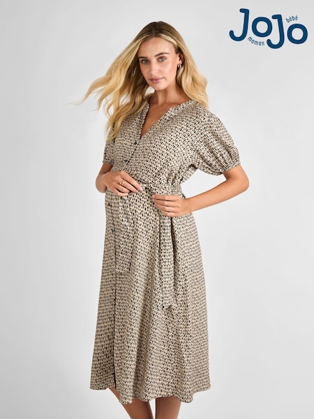 JoJo Maman Bébé Natural Button Through Maternity Midi Dress (AJ4492) | £49.50