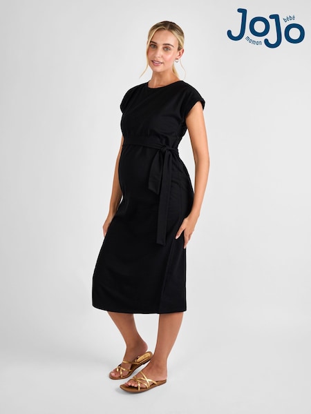 JoJo Maman Bébé Black Maternity Midi T-Shirt Dress (AJ4523) | £32