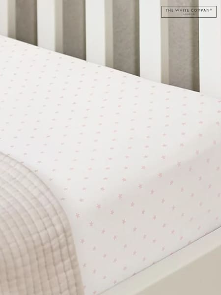 The White Company Pink 100% Cotton Star Bed Fitted Sheet (AJ4572) | £22