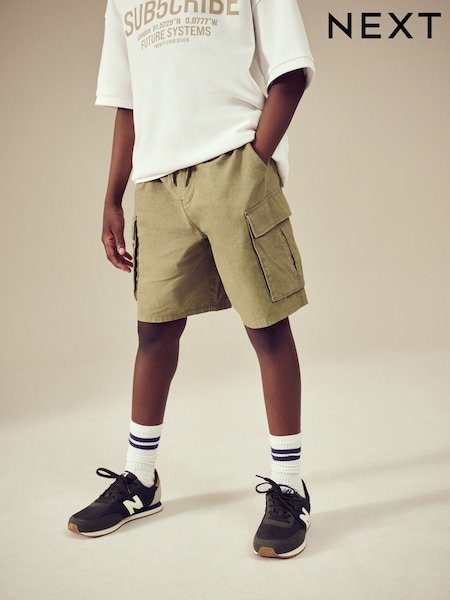 Khaki Green Linen Cargo Shorts (3-16yrs) (AJ4583) | £15 - £18