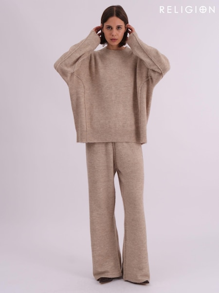 Religion Natural Oversized Rick Crew Neck Co-ord Jumper With Exposed Seams (AJ4622) | £75