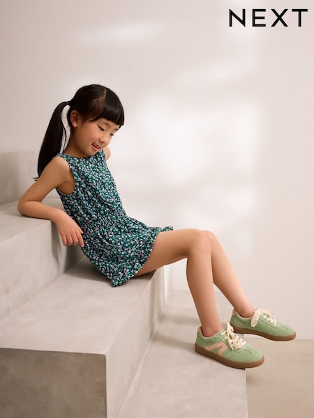 Green Ditsy Print Bow Detail Playsuit (3-16yrs) (AJ4697) | £12 - £17