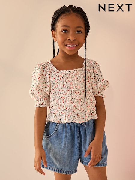 Cherry Print Shirred Blouse (3-16yrs) (AJ4787) | £11 - £16