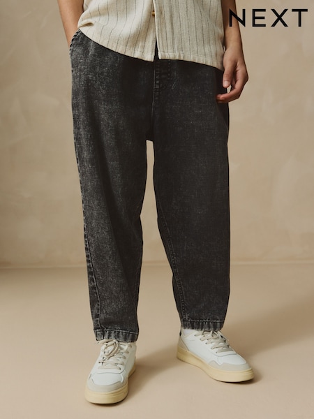 Black 100% Cotton Lightweight Pull On Jeans (3-16yrs) (AJ4835) | £13 - £18