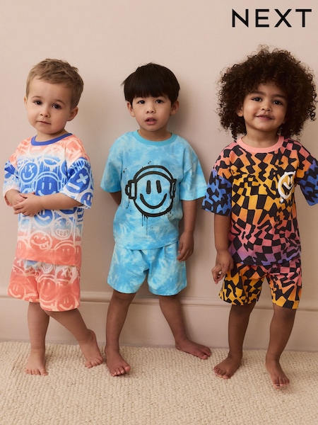 Multi Bright Tiedye Short Pyjamas 3 Pack (9mths-12yrs) (AJ4844) | £21 - £29