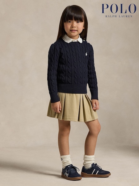 Polo Ralph Lauren Blue Girls Cable-Knit Jumper (AJ4905) | £99 - £109