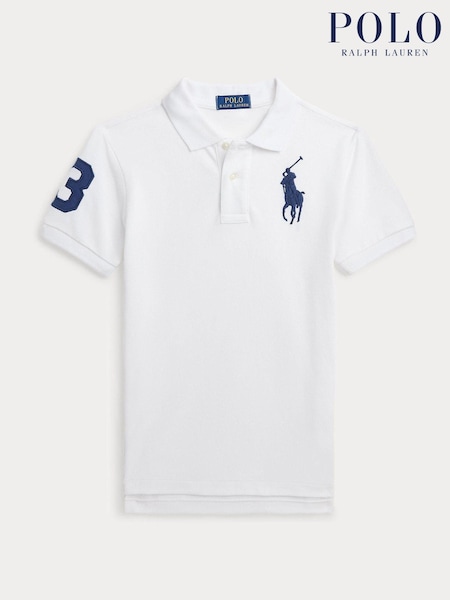 Polo Ralph Lauren White Slim Fit Boys 100% Cotton Pique Polo Shirt (AJ4914) | £79