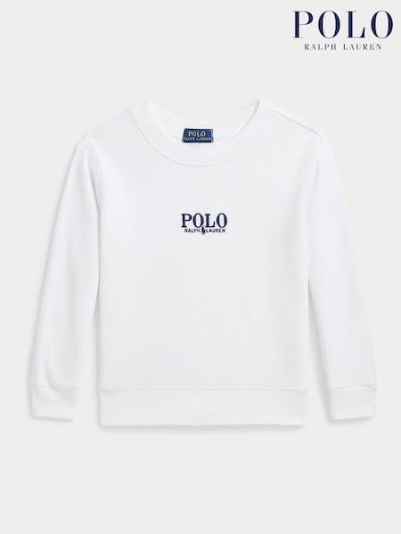 Polo Ralph Lauren White Boys Logo French Terry Sweatshirt (AJ4926) | £79 - £89