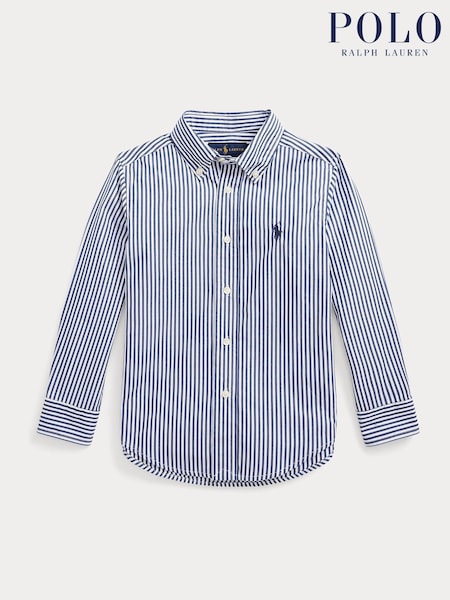 Polo Ralph Lauren Blue/White Boys Striped Poplin Shirt (AJ4944) | £75 - £79