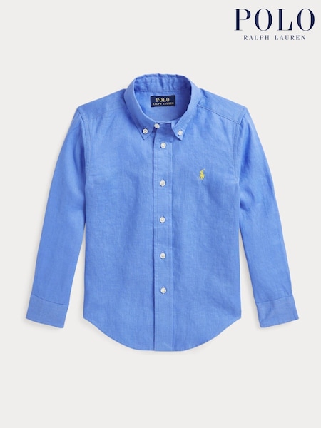 Polo Ralph Lauren Blue Boys 100% Linen Shirt (AJ4950) | £79 - £89