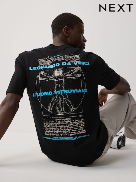 Black 100% Cotton Licence Da Vinci T-Shirt (AJ5020) | £22