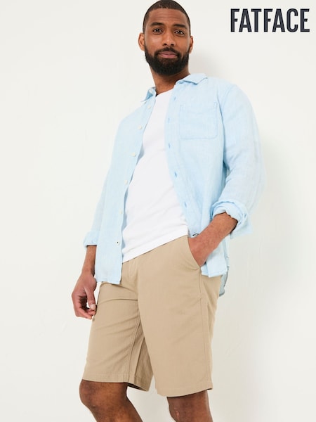 FatFace Blue Long Sleeve Linen Stripe 100% Linen Shirt (AJ5124) | £58