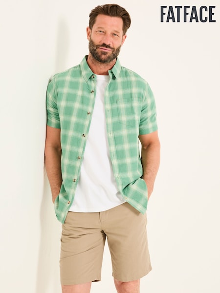 FatFace Green Short Sleeve Basel Check Shirt (AJ5126) | £44
