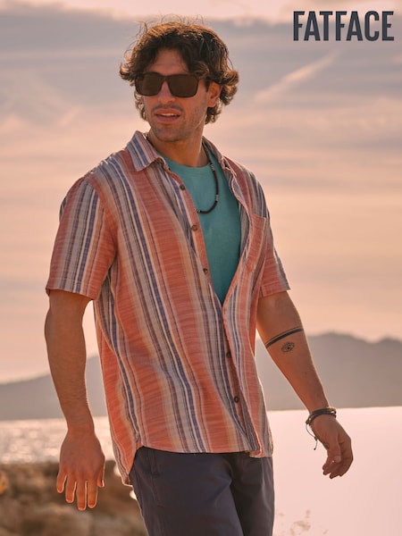 FatFace Bude Pink Short Sleeve Stripe Shirt (AJ5137) | £44