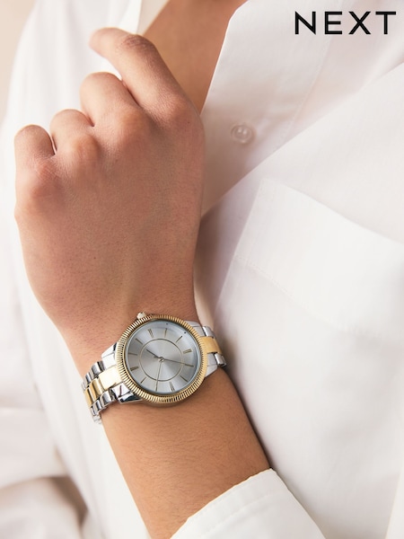 Silver Tone Mixed Metal Boyfriend Watch (AJ5239) | £40