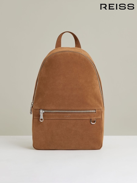 Reiss Light Tan Nico Suede Backpack (AJ5256) | £198