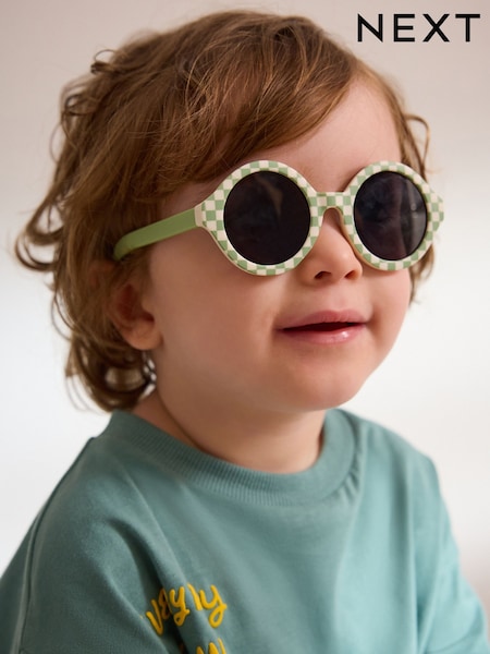 Green Check Round Sunglasses (AJ5559) | £6