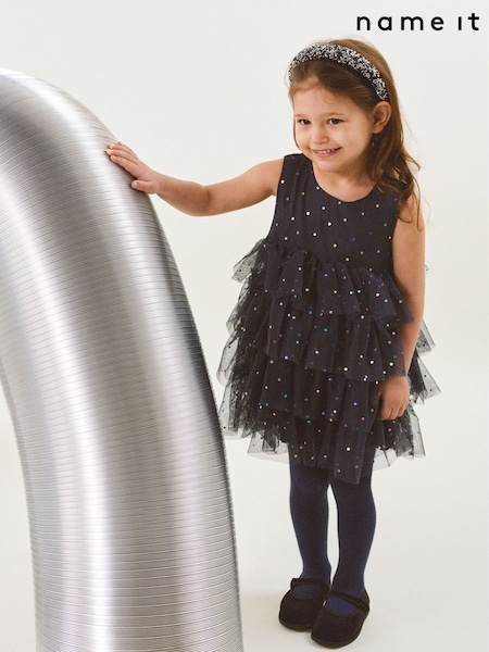 Name It Blue Tulle Mesh Frill Dress (AJ6018) | £25
