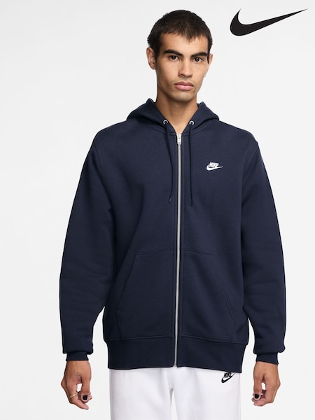 Nike Obsidian Navy Club Full Zip Hoodie (AJ6045) | £70