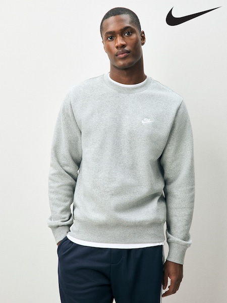 Nike Dark Grey Heather Club Crew Sweatshirt (AJ6069) | £50
