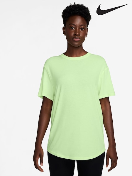 Nike Lime Green Dri-Fit One Relaxed Short Sleeve Top (AJ6121) | £0