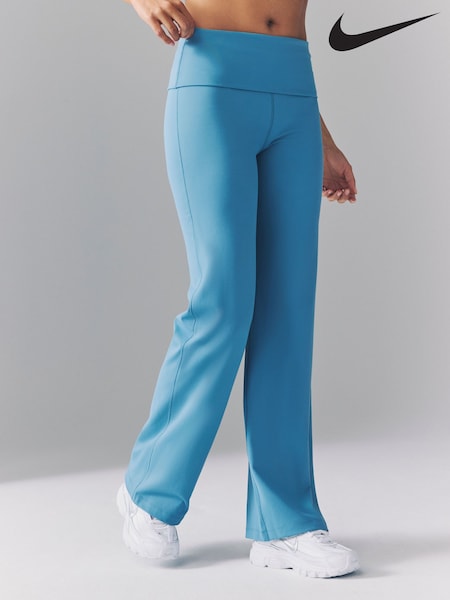 Nike Smokey Blue One High Waisted Fold Over Flared Leggings (AJ6132) | £55
