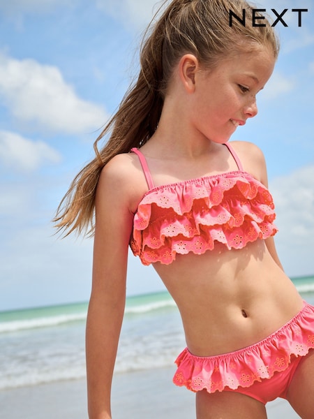 Bright Pink/Orange Tiered Bikini (3-16yrs) (AJ6227) | £15 - £20