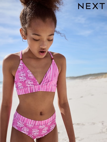 Pink Woodblock Triangle Bikini (8-16yrs) (AJ6240) | £14 - £18