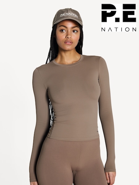 P.E Nation Brown Foundation Long Sleeve Top (AJ6278) | £50